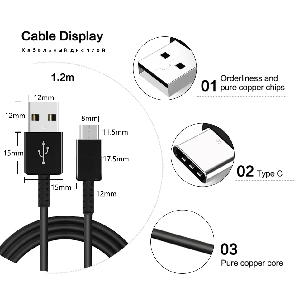 9V 1.67A Fast Charging Adaptive Charger EU plug+Type-C Cable with package For Samsung Galaxy S8 S9