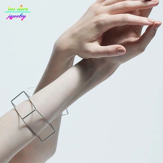 4 Designs Unique New Simple Style Minimalist Gold Silver Black Copper Square Tri 4 Designs Unique New Simple Style Minimalist Gold Silver Black Copper Square Tri