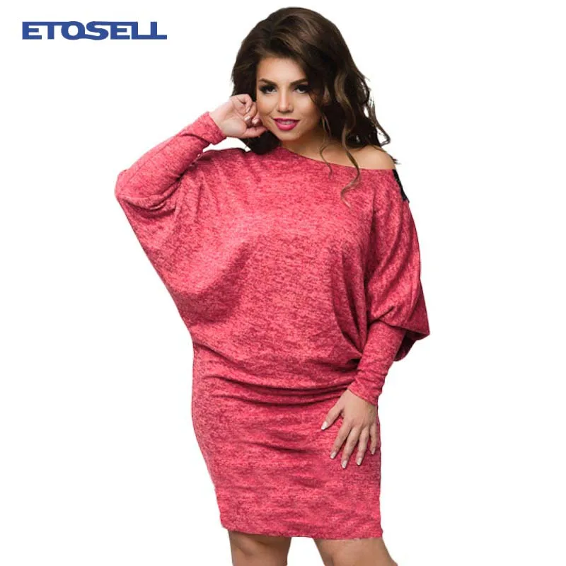 

ETOSELL Women Plus Size Party Dress Batwing Sleeve Knitted Bodycon Lace Dresses Sexy Vestidoes Female Big 5XL 6XL