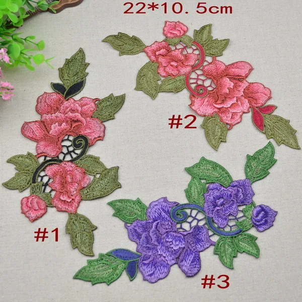 

size22*10.5cm (3pcs/lot) DIY Craft Pretty Colorful Venise Embroidered Lace Applique Lace Patch
