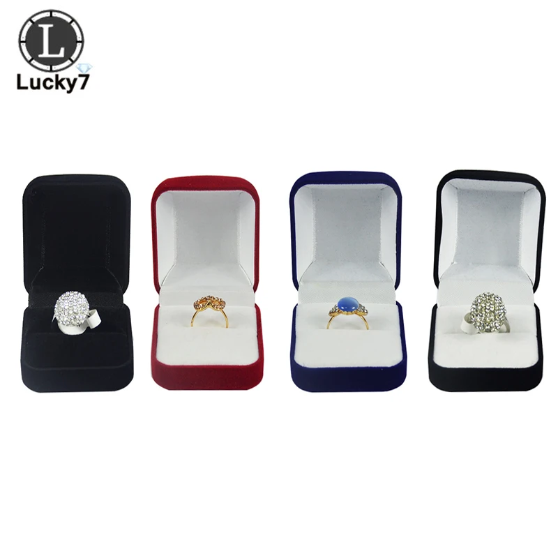 

Hot Sale Blue Red Black Blocked Jewelry Package Box 4 Color Available Ring Stud Earrings Jewelry Organizer Storage Gift Box
