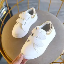 Новые весенние детские белые туфли модная детская мягкая подошва из искусственной кожи кроссовки для бега Детские дышащая детская обувь