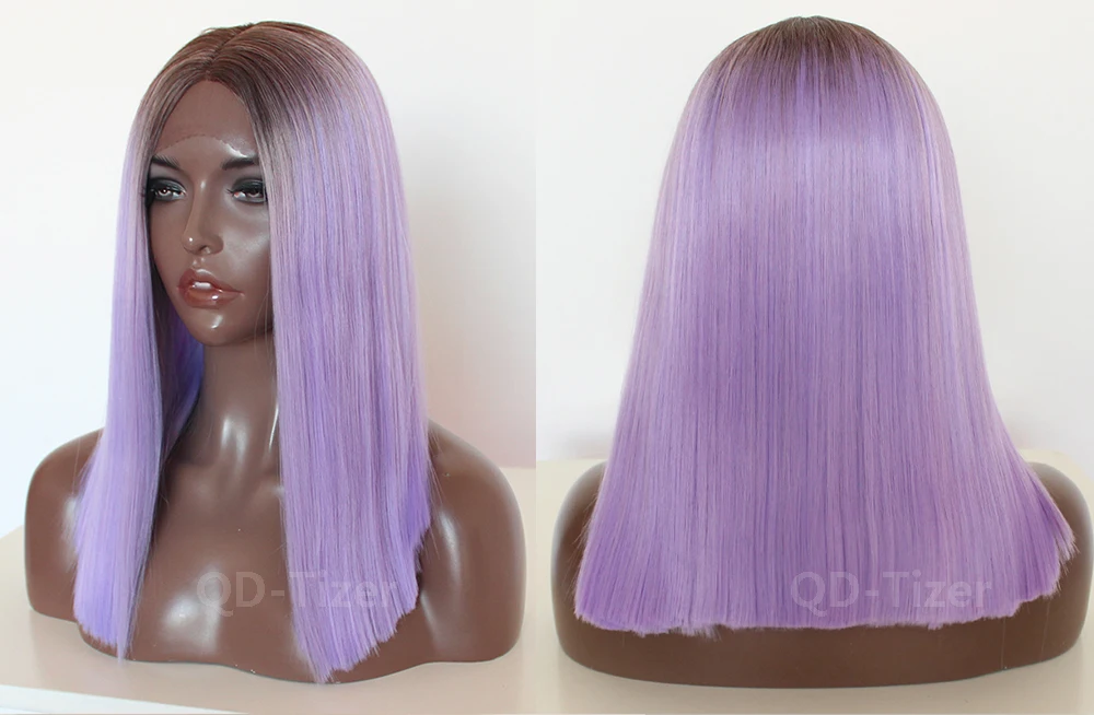 QD-Tizer Короткий кружевной передний парик с Омбре цвет термостойкий модный боб синтетический парик фронта шнурка бесклеевой парик на сеточке для женщин
