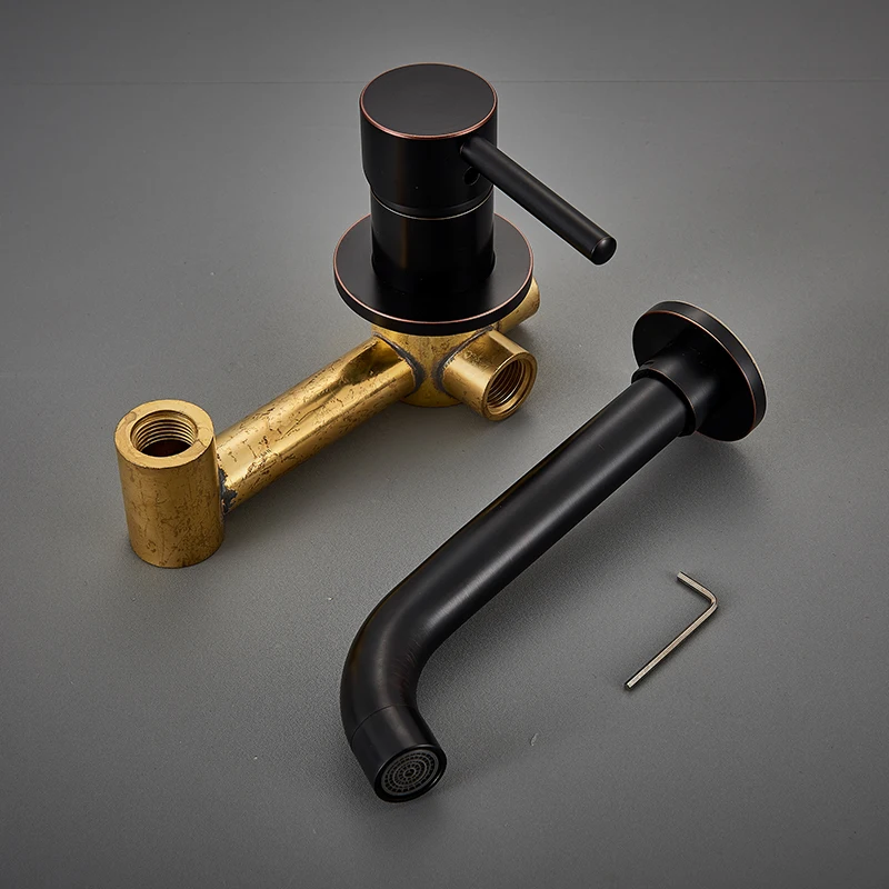 quyanre wanfan frap gappo black wall mount basin faucet single lever mixer tap 360 rotation long spout basin faucet1