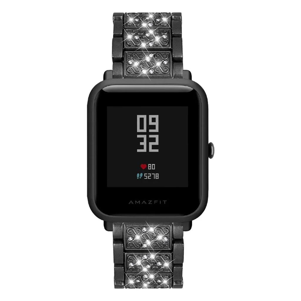 Металлические хрустальные часы ремешок на запястье для Xiaomi Huami Amazfit Bip Молодежные часы Смарт часы долговечные аксессуары#716