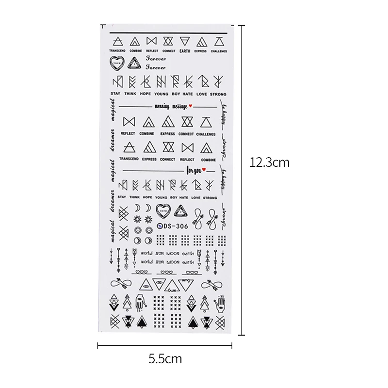 1 с буквами на листе наклейки для дизайна ногтей Водные Наклейки геометрическая фигура переводные наклейки для дизайна ногтей DS306
