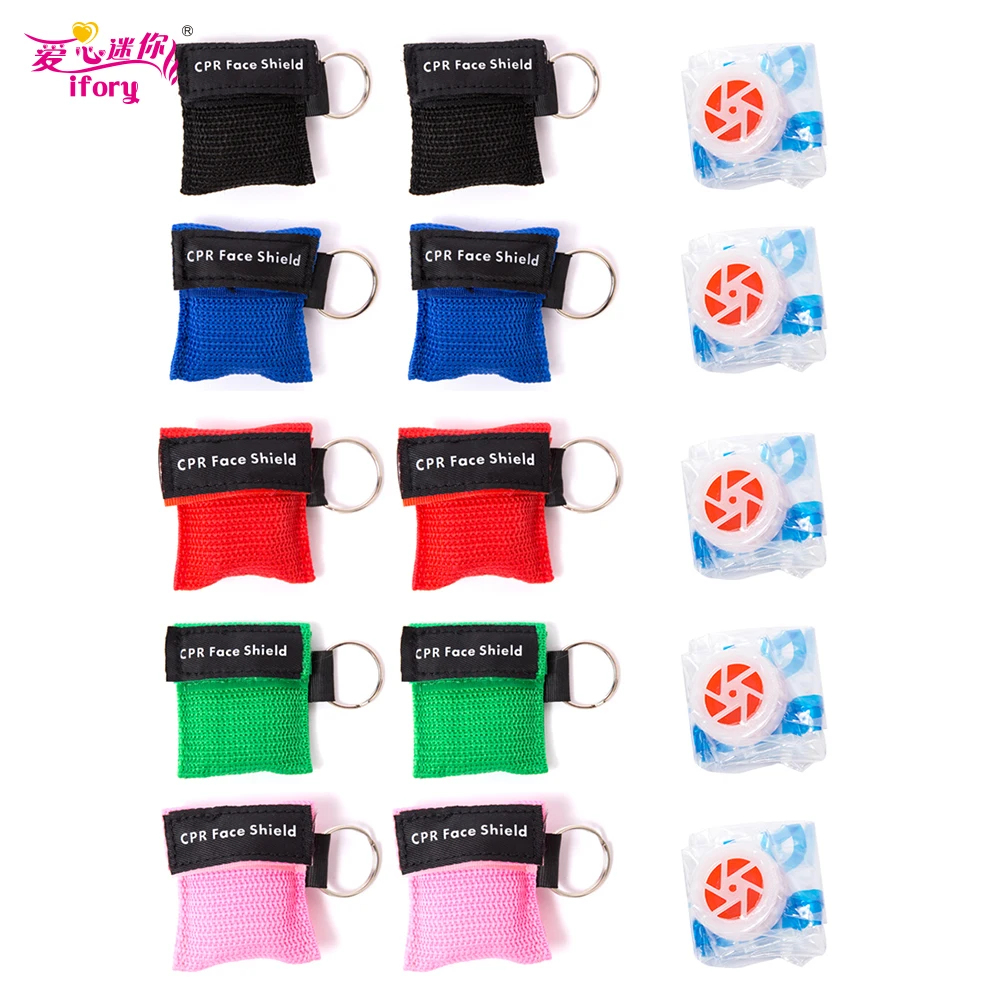 

Ifory 5pcs/lot CPR Resuscitator Mask Keychain Emergency Face Shield First Aid CPR Mask for Outdoor Survival First Aid Wholesale