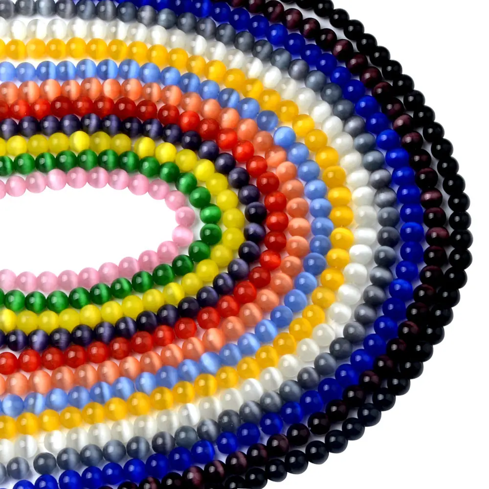 Loose Natural Cat Eye Beads 4mm 6mm 8mm 10mm Multicolor For DIY Jewelry