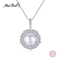 [MeiBaPJ] Настоящее пресноводного жемчуга Простой Личность кулон Цепочки и ожерелья 925 чистого серебра ювелирных украшений для Для женщин