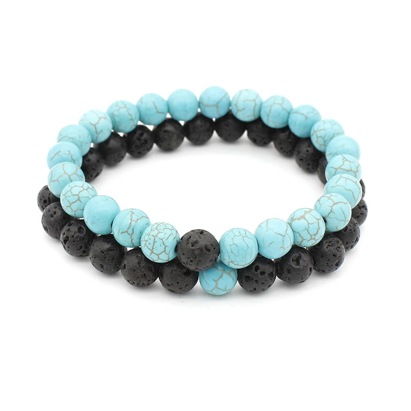 8mm Lava Natural Stone  Agate Tigereye Beads Bracelet Homme Mala Yoga Bracelet Couple Pulseira BFF_11