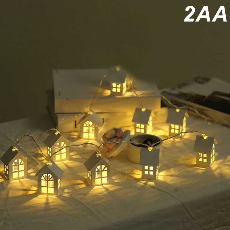 2 м Деревянная Рождественская елка дом светодиодный гирлянда Интерьер Свадебный подвесной Декор JA55 - Испускаемый цвет: AA Battery
