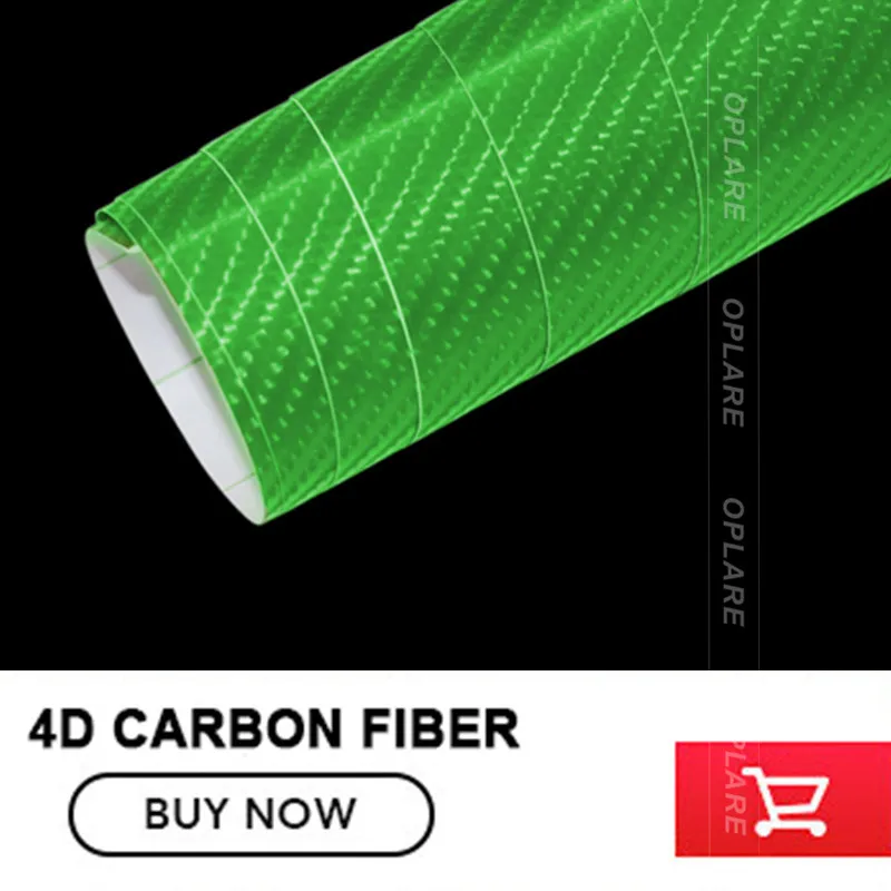 

5x98FT Green 4D Carbon Fiber Vinyl Car Body Film Multi Color Sheet Roll Wrap Sticker with Air Release Automotive DIY Decals