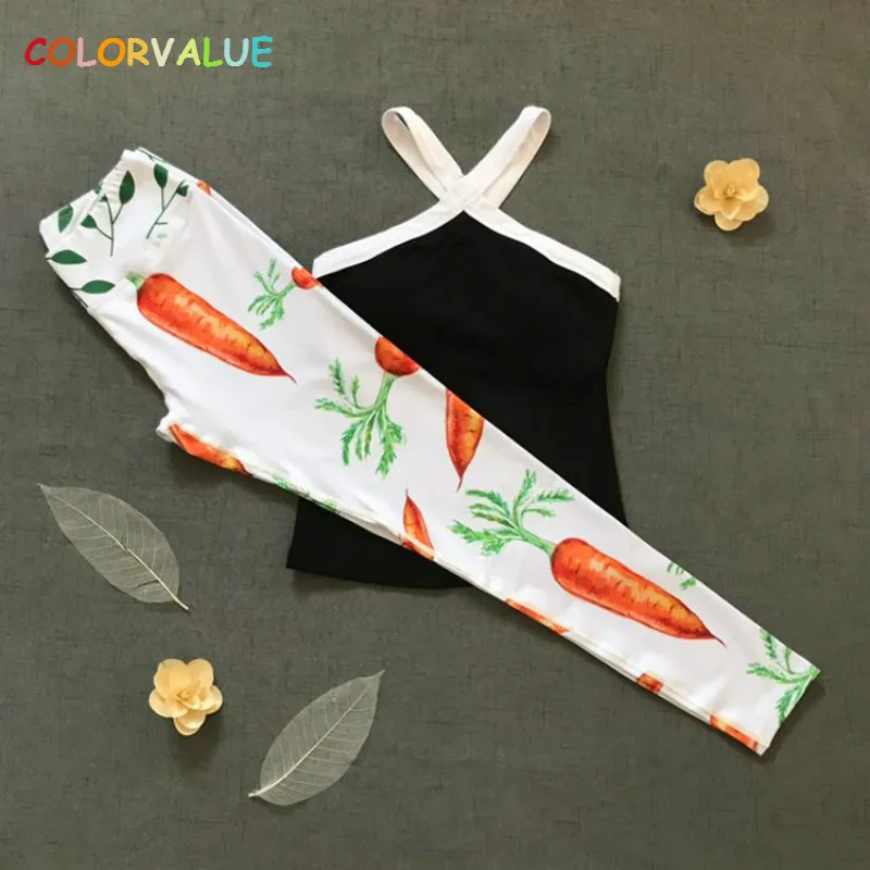 

Colorvalue 3D Digitial Printed Yoga Sport Sets Women Removable Pads Vest Top High Waist Athletic Tights Fitness Suit Activewear