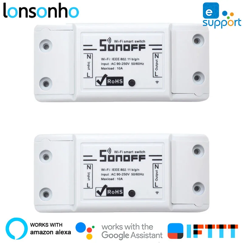 

Itead Sonoff Basic Wifi Smart Switch Relay eWeLink DIY Smart Home Automation Modules Works With Google Home Mini Alexa IFTTT