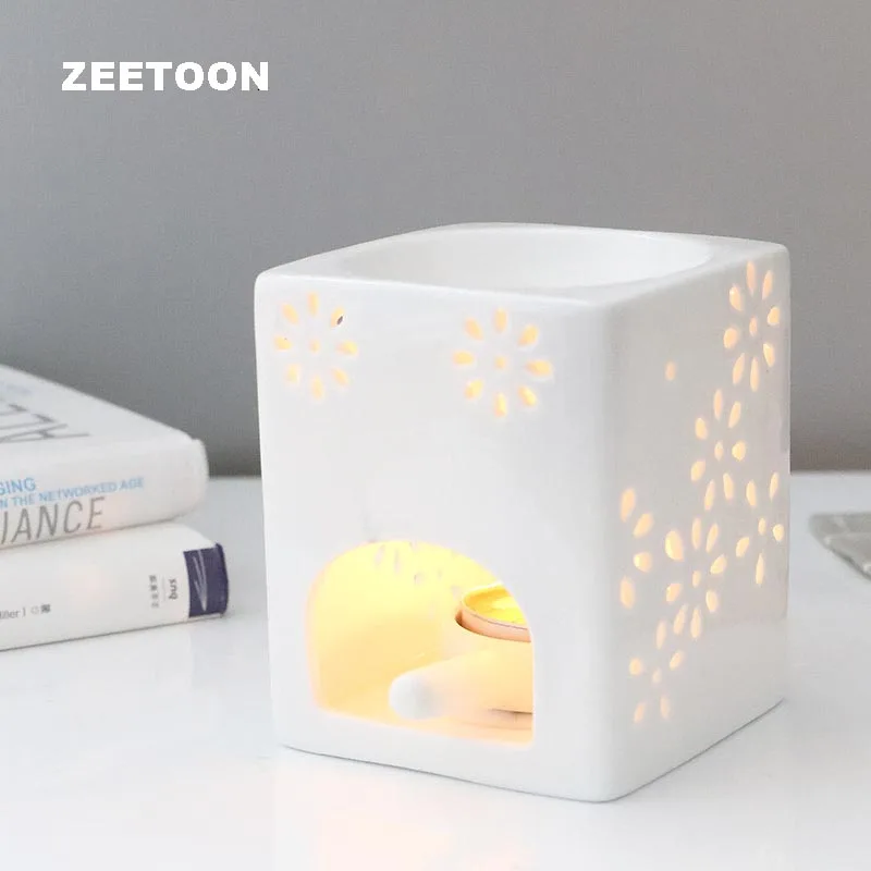 Креативный белый керамический узор курильница ароматическая лампа свеча с эфирным маслом нагреватель курильница печка ночные светильники
