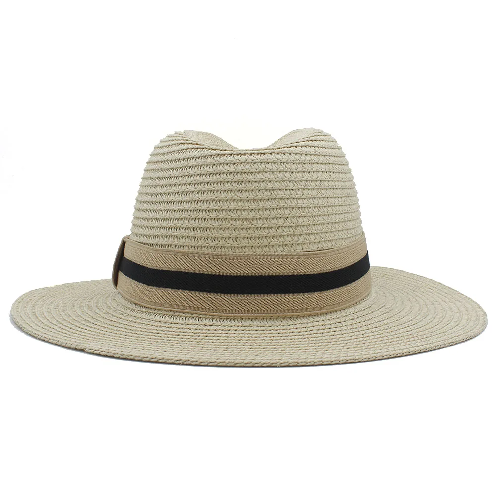 Классическая Летняя соломенная Панамка для женщин и мужчин, шляпа от солнца для элегантной леди с широкими полями, homberg Fedora Sunbonnet, Пляжная Панама