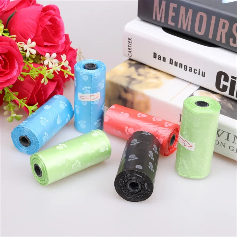 Random Color Degradable Pet Dog Waste Poop Bag Outdoor Pet Excrement Garbage Clean Bag With Bone Dispenser