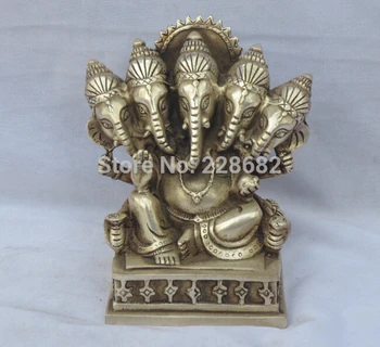 

WBY Collectible Decorated Old Handwork Tibet Silver Carved Lucky 5 Elephant God Statue/ Feng Shui Elephant Sculpture