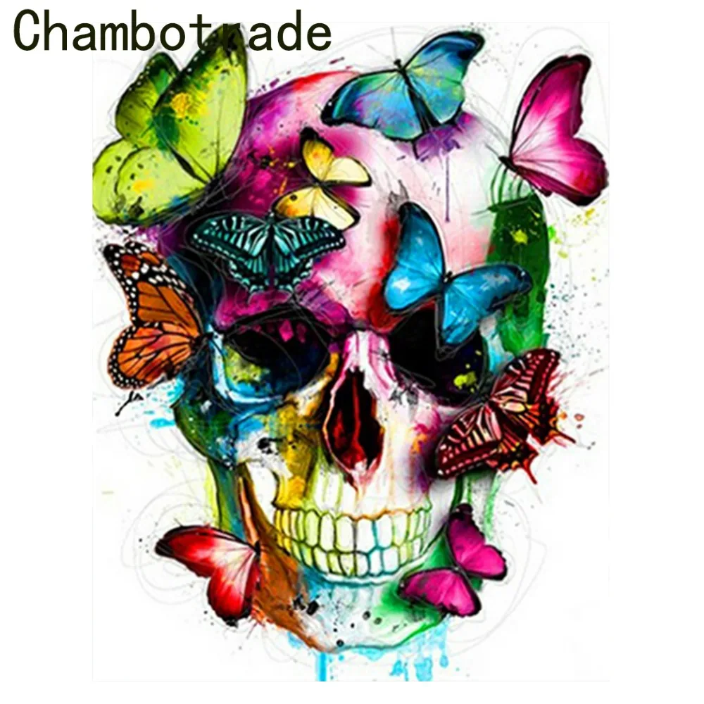 

Modular Pictures Home Decor Wall Artwork Butterfly Painting Colorful Skull DIY By Numbers Photo On Canvas Kits Drawing Coloring