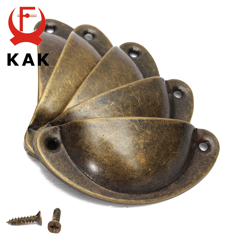 20PCS Retro Metal Kitchen Drawer Cabinet Door Handle And Furniture Knobs Hardware Cupboard Antique Brass Shell Pull Handles