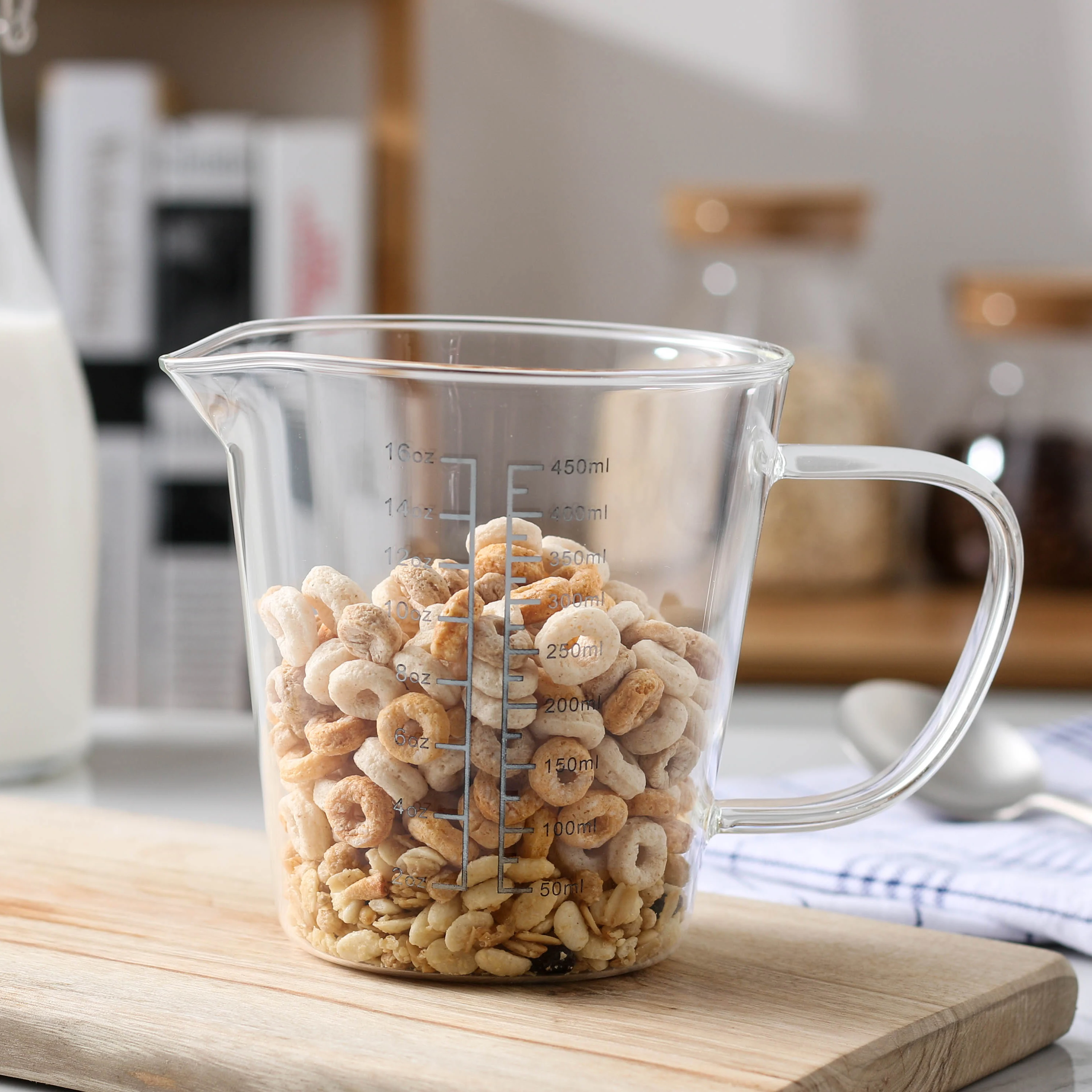 

450ml Reusable Thick Resistant Clear Glass Graduated Measuring Cup for Liquid Measure Jug Cup Container DIY Kitchen Making Tool