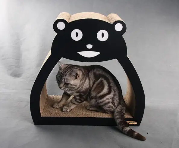 

Cute Bear Face Cat Scratcher Lounge Bed Fat Cat Bed Cardboard Paper High Quality Cat Toy Scratching Pad with Catnip