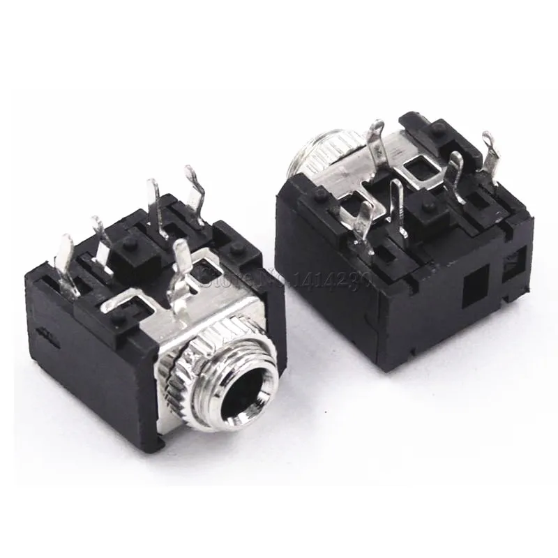 Conector de Áudio Jack com Porca Pces Fêmea 5 Pinos Dip Fone Ouvido Estéreo 100 Pj306m Pj-306m 3.5mm 4 Cheap Conectores
