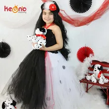 Платье-пачка для девочек в стиле королевы далматиня с повязкой на голову; Детский костюм для фотосессии на Хеллоуин; Детские вечерние фатиновые платья; TS108