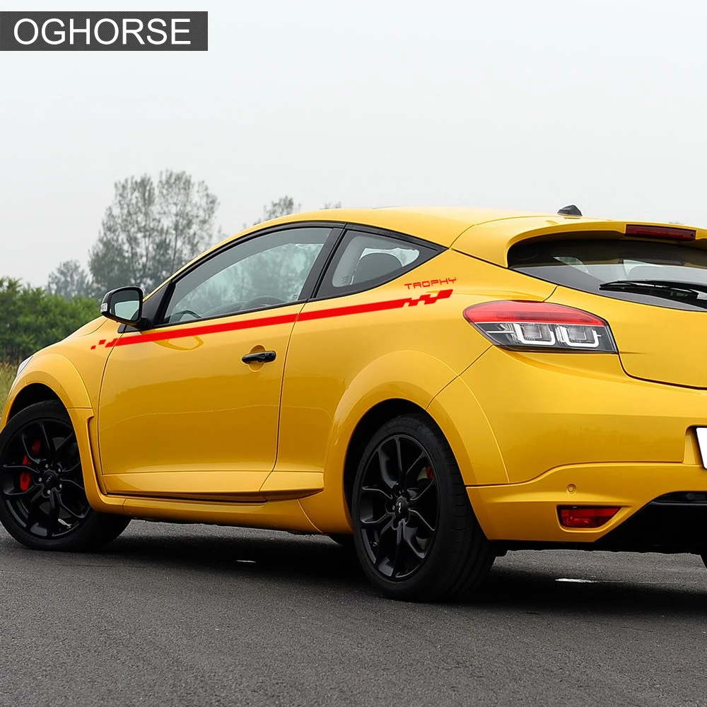 سيارة التصميم الباب الجانب شريط سباق الرياضة الرسومات ملصق لاصق لامع ورائع لرينو ميجان 2 3 4 RS Grandtourer GT الكأس اكسسوارات