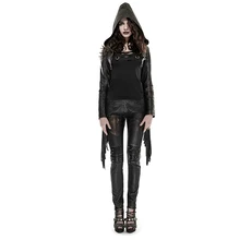 Punk Gothic Women s Brief Leather Coat Spring Winter Hooded Slim Fit Outerwear Coat Short Tassels