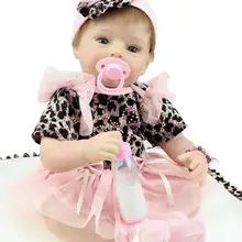 55 см силиконовые куклы Reborn очаровательные девушки кукла леопардовое платье милые модные игрушки Brinquedos Juguetes Рождественский подарок для детей