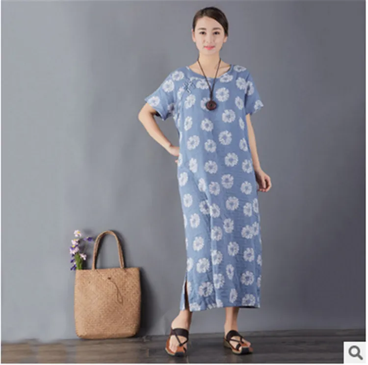 

Artistic double layer cotton short sleeve dress