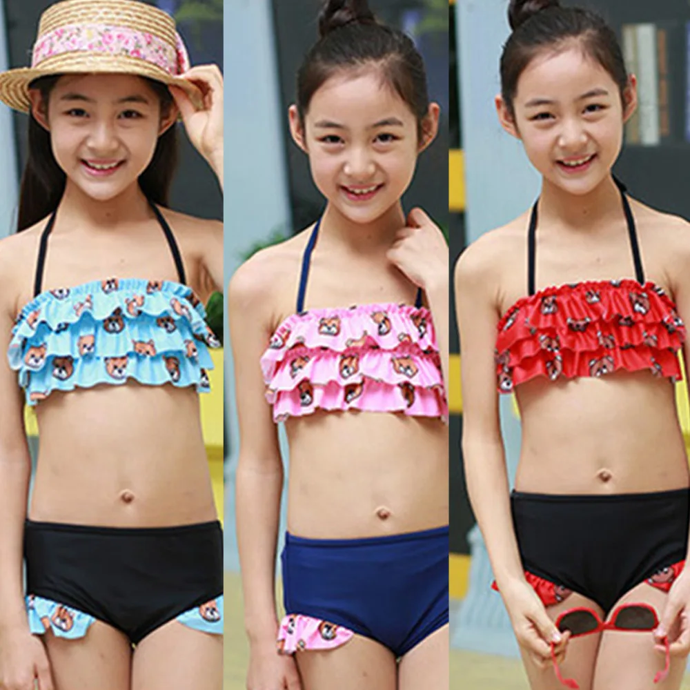 

HW2016 New Bikini Children Swimsuit New Split Skirts Type Swimwear Pink Blue Red Hot Selling