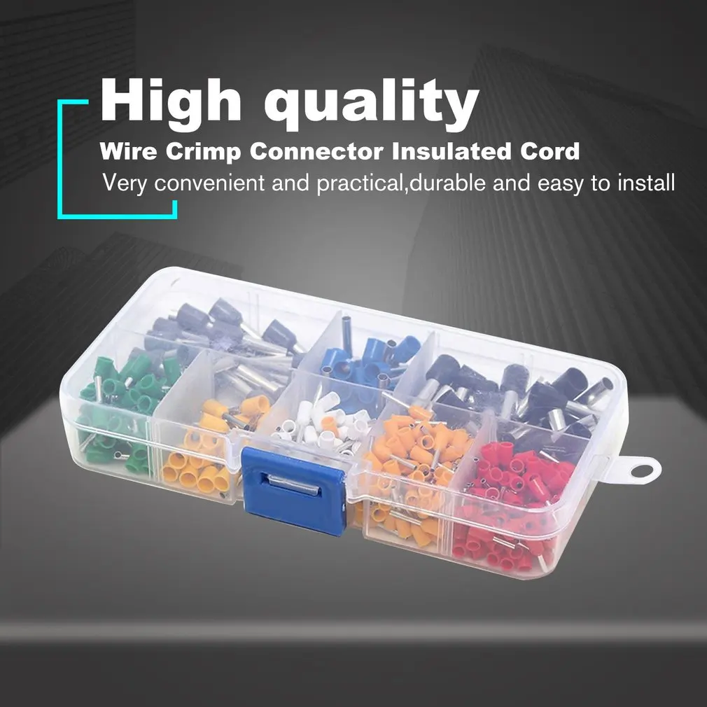 

400PCS Wire Copper Crimp Connector Insulated Cord Pin End Terminal Ferrules Kit AWG 10-22 Assorted Crimp Terminal