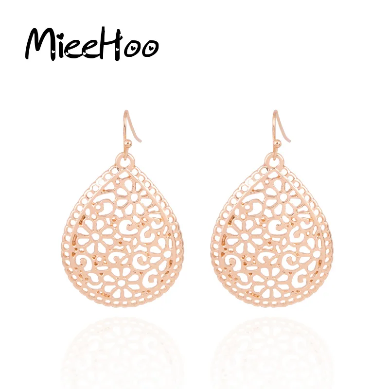 

Mieehoo Indian Hollow Pattern Drop Earrings Gold Silver Earrings Bohemian BOHO Statement Ear Jewelry for Women MH08063