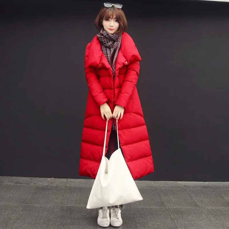 Plus Size Red Long Down Parka Coat Winter Jacket Womens