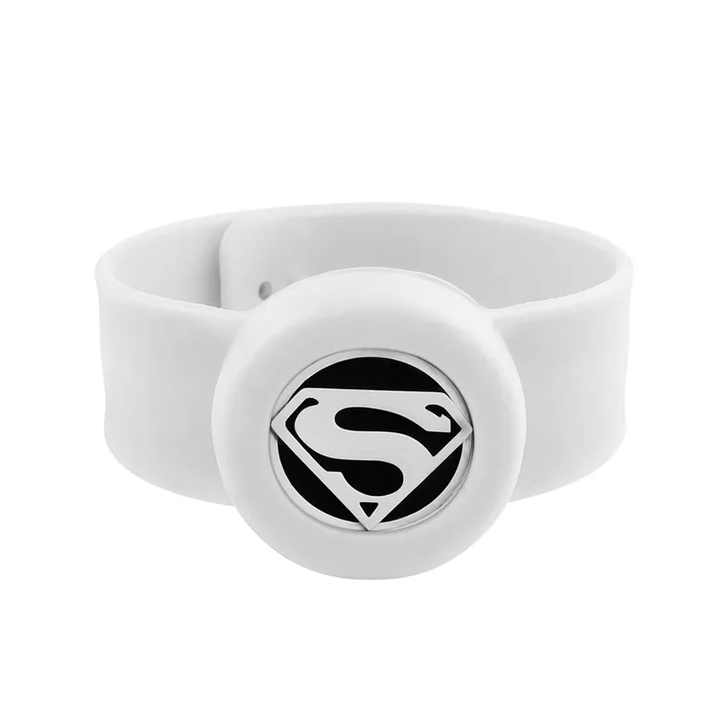 Супермен Человек-паук, Детский Регулируемый браслет от комаров, диффузор эфирного масла, мужские и женские силиконовые браслеты - Окраска металла: White