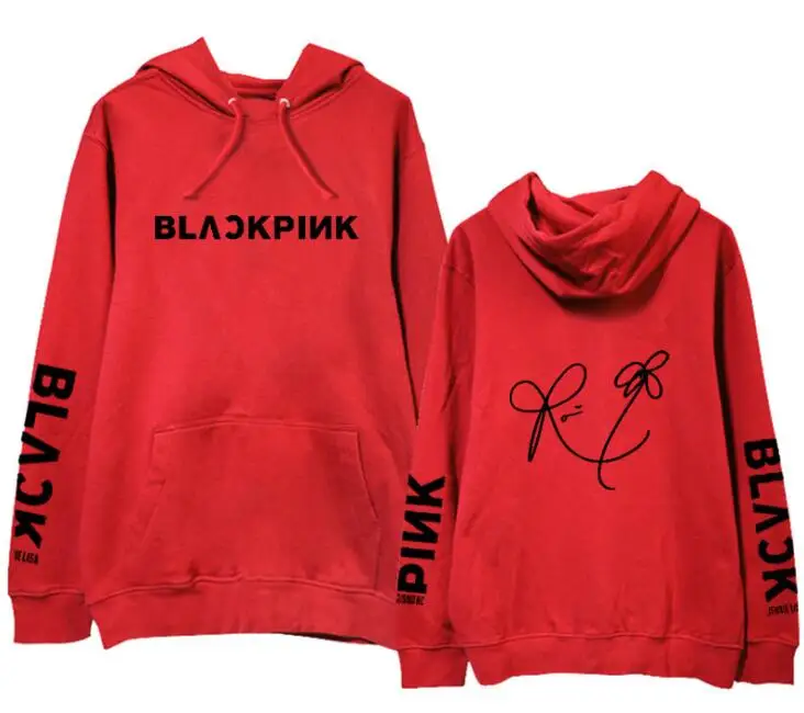  New arrival kpop k-pop blackpink logo and member signature printing pullover hoodie unisex fleece/t