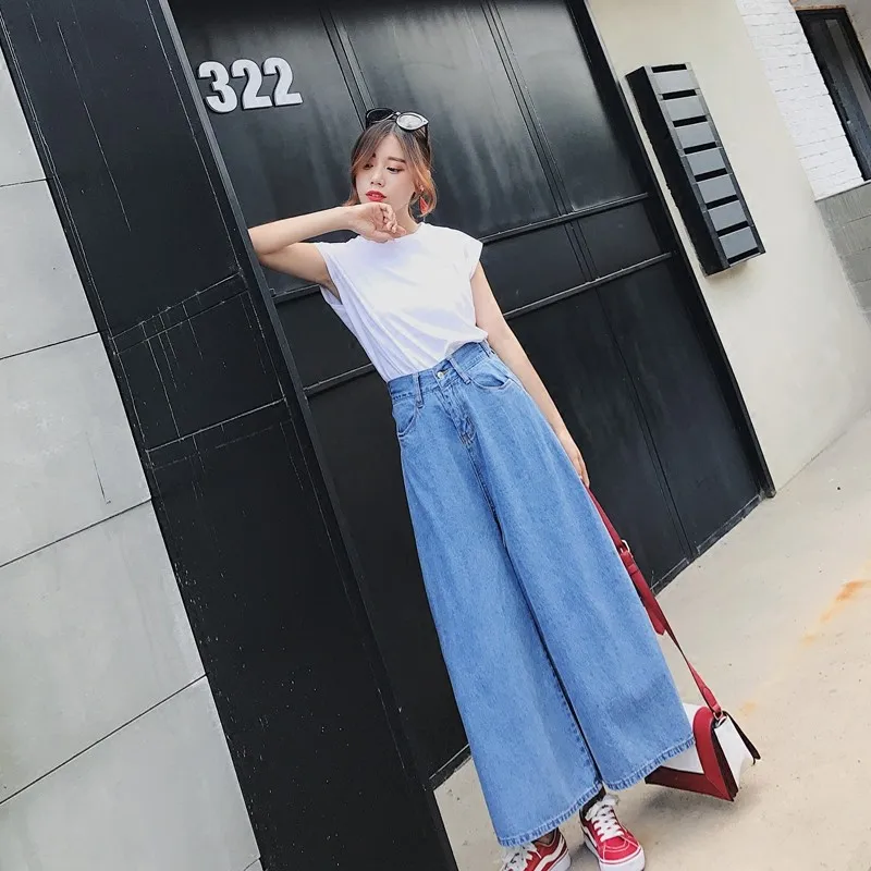 Ancho 2019 Denim Elástica Casual Cintura De Confort Para Pantalones Mujeres Primavera Verano Blue Vaqueros Retro Las La Pierna qBRwz1q