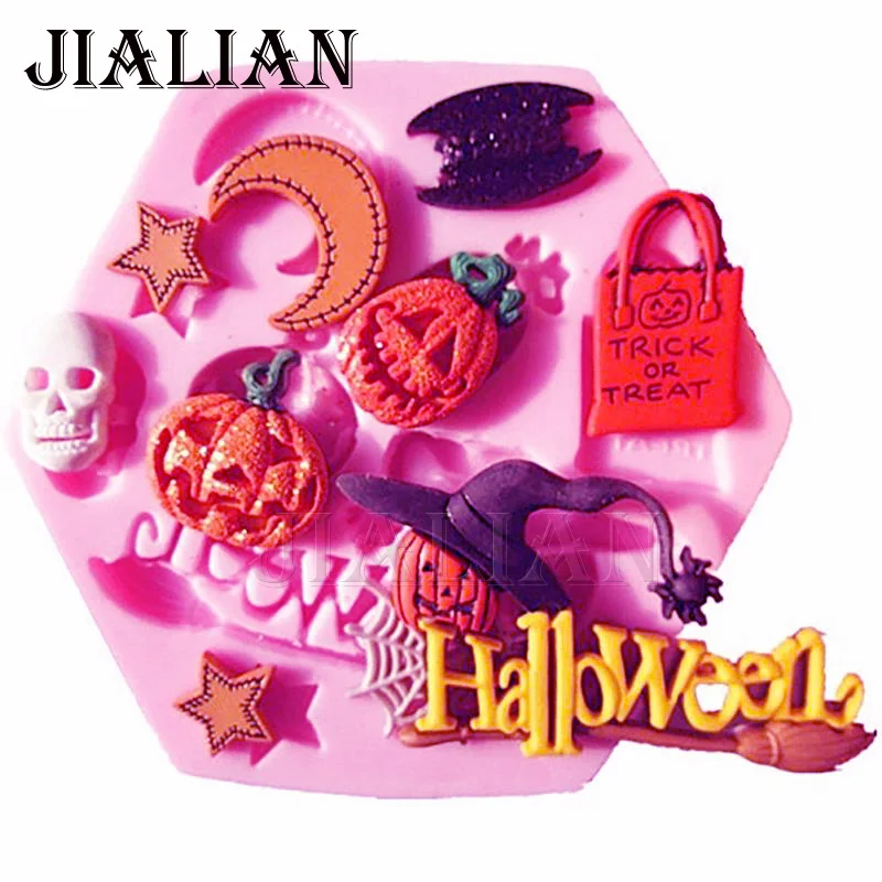 

Halloween pumpkin moon star bat chocolate Party cake decorating tools DIY baking fondant silicone mold T0305