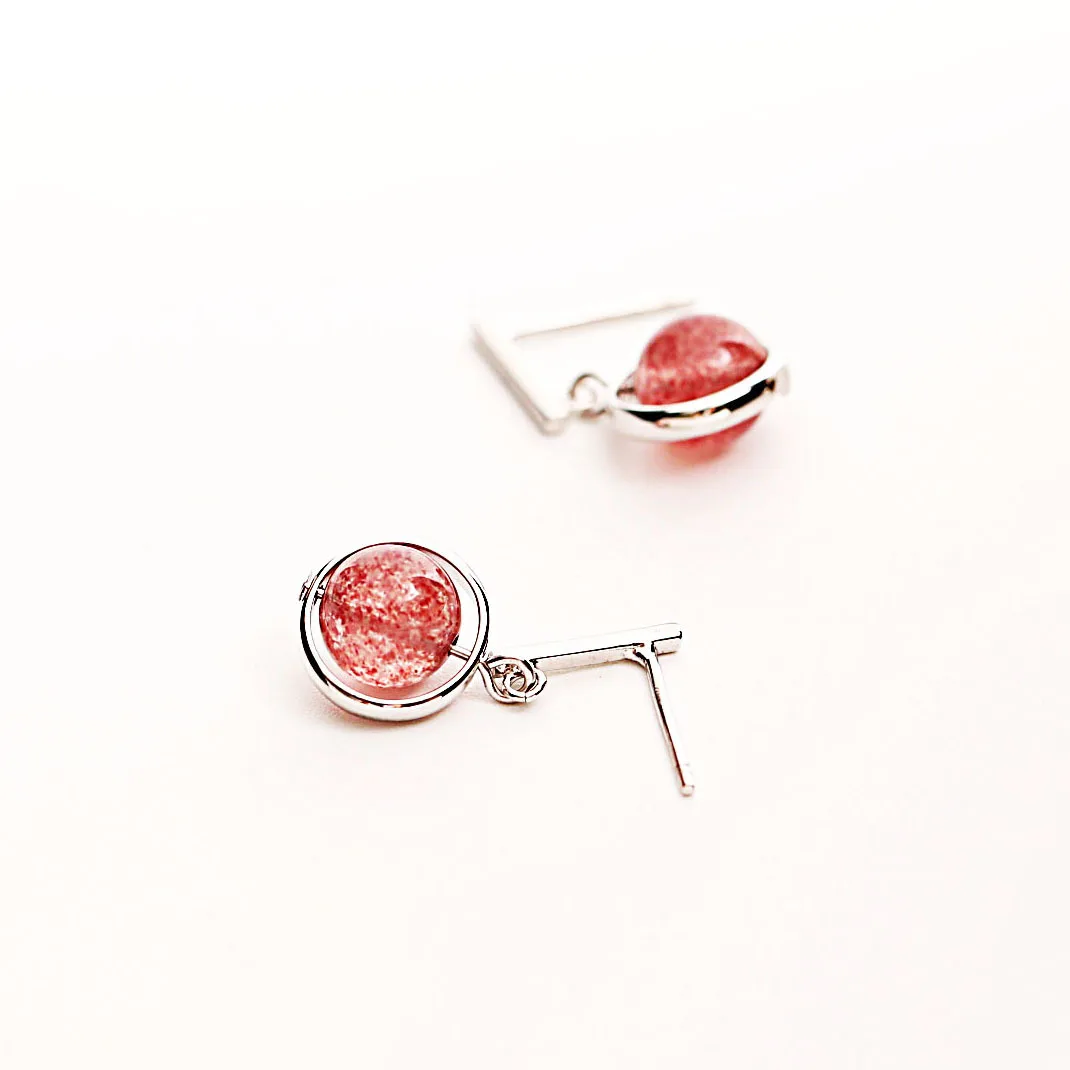 strawberry crystal ball earrings 100% 925 Sterling silver Jewelry fashion Hypoallergenic Stud earrings for women gift