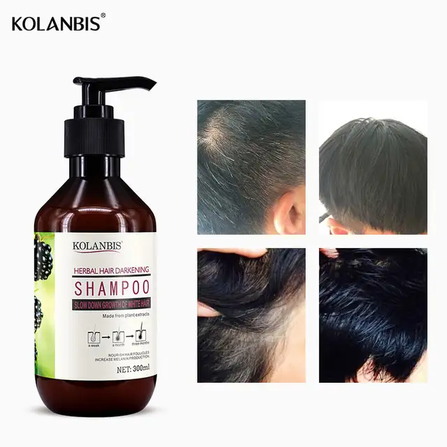 2 Pieces Natural Herbal White Hair Darkening Shampoo Professional