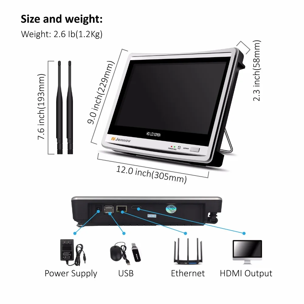 - Jennov 2MP 1080P Home Security Camera System Wireless CCTV Wifi Video Surveillance NVR 1080P P2P HD 12 LCD Monitor IP66 outdoor