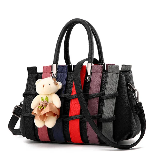 BERAGHINI Новая мода из искусственной кожи, тканые сумки для женщин, сумка через плечо, женская вязаная сумка, цветная Повседневная сумка для девушек - Цвет: Черный