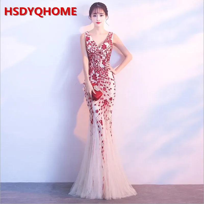 

HSDYQ HOME Sexy Mermaid Evening prom dresses Long Vestidos Amazing Summer prom Dresses
