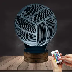 1 шт. волейбольная 3D светодио дный оптическая светодиодная иллюзия Лампа светодио дный волейбольная Светодиодная настольная лампа 16