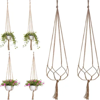 

Plant Flower Hanger Macrame Jute For Indoor Outdoor Ceiling Deck Balcony Round And Square Pots