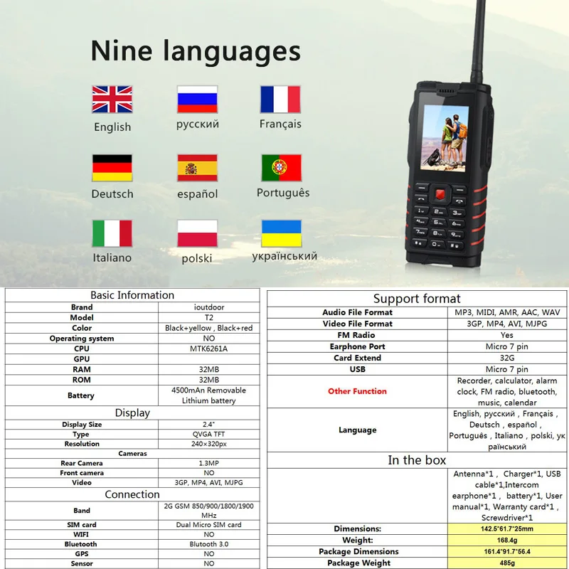 IP68 T2 Peralatan Interkom Ponsel Walkie Talkie Radio Handphone Dompet Handset 10Km Walkie Talkie