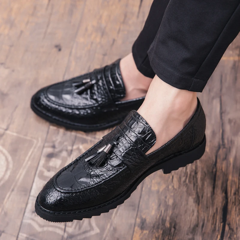 cool unique snake skin men leather shoes fashion moccasins italian designer business male footwear brogue oxford shoes for men  (30)