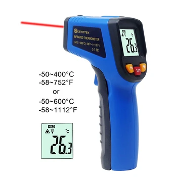 

Digital Infrared Thermometer Non Contact Pyrometer IR Laser Point Gun Temperature Meter 0.10~1.00 Adjustable Emissivity